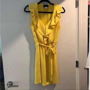 DVF Diane Von Furstenberg Yellow Silk Ruffle Dress - Size 8